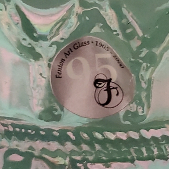 Fenton 95th Museum Collection Irredescent Apple Tree Green Overlay Pitcher - Picture 5 of 16